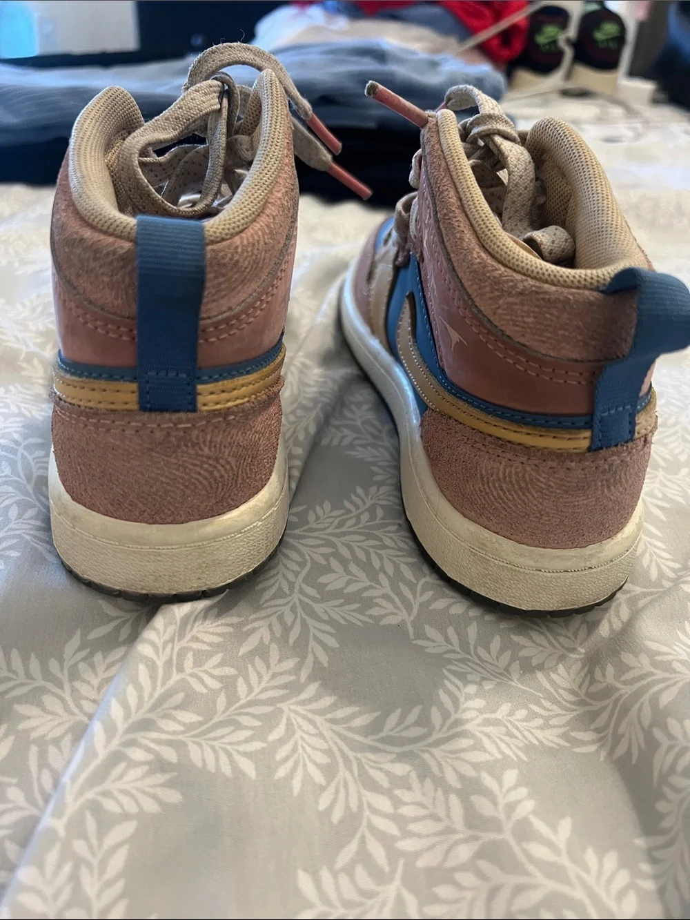Kids High-Top Sneakers in Blue, Pink & Yellow - Stylish Everyday Shoe